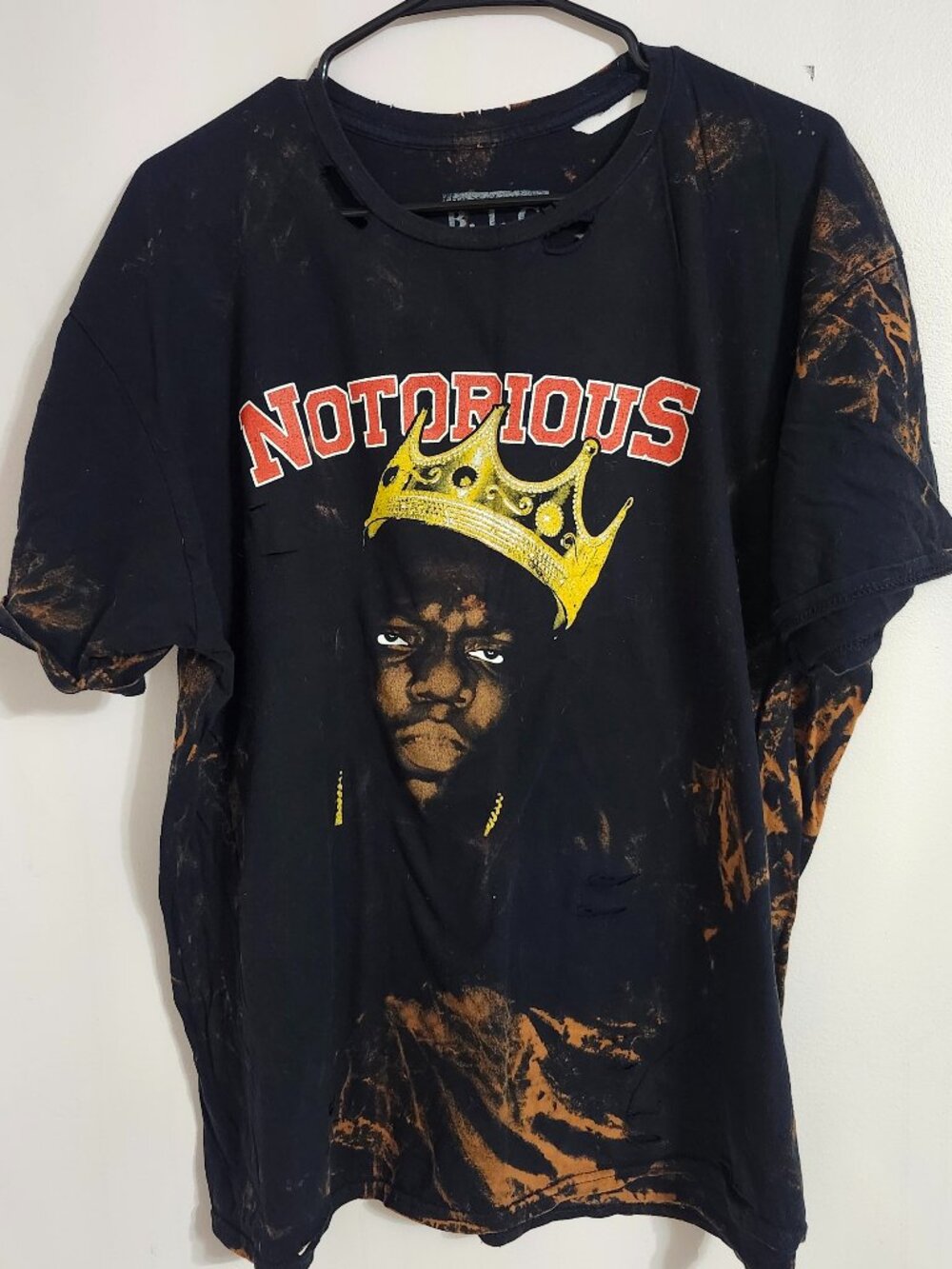 Bleached and distressed Notorious B.I.G. shirt size XL